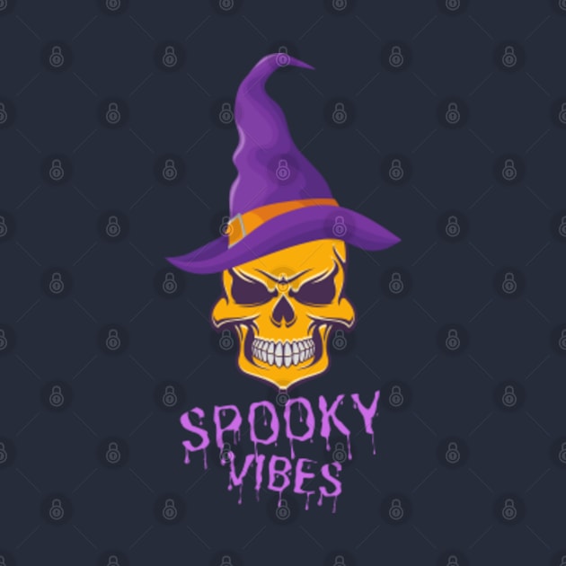 Spooky Vibes Funny Spooky Skull Halloween by MayaMay