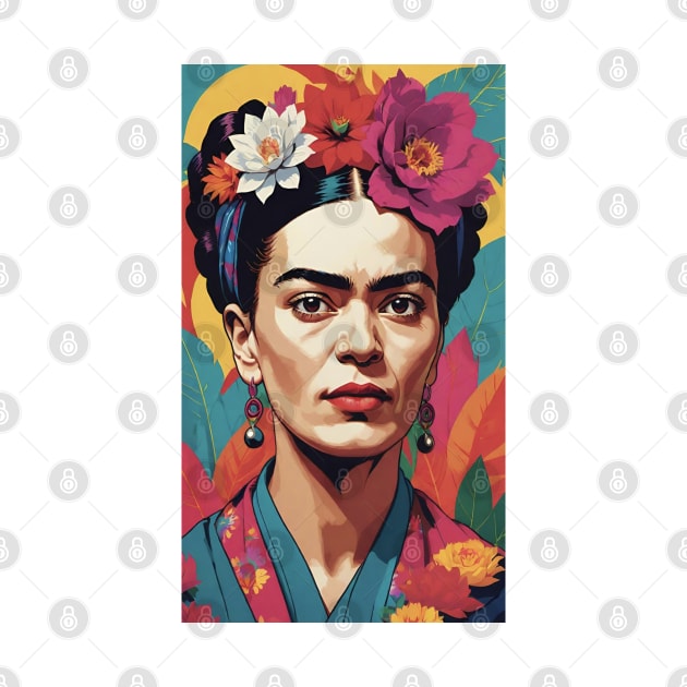 Frida's Floral Radiance: Colorful Portrait by FridaBubble