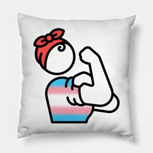 Trans Pride Rosie the Riveter Pillow