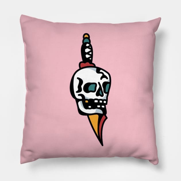 knife skull Pillow by frondorfelda