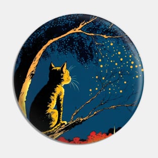 Tabby Cat Looking at an Autumnal View Pin