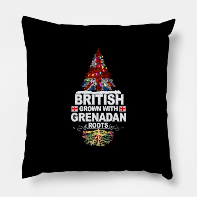 British Grown With Grenadan Roots - Gift for Grenadan With Roots From Grenada Pillow by Country Flags