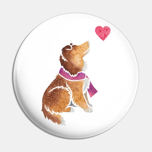 Watercolour Shetland Sheepdog Pin by animalartbyjess