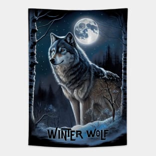 Winter Wolf oil paint Tapestry