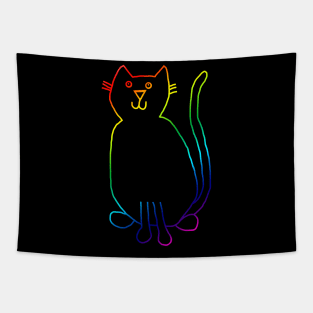 Rainbow Cats Line Drawing Tapestry
