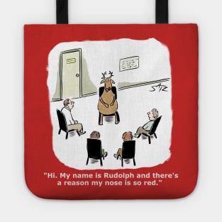 Funny Rudolph the Red Nosed Reindeer cartoon Tote