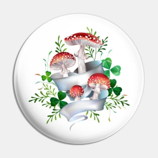 Fly Agaric with White Ribbon Pin