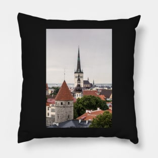 Cityscape of old Tallinn Pillow