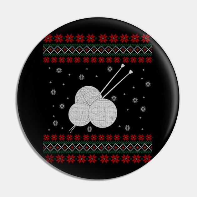 Knitting Ugly Christmas Sweater Gift Pin by uglygiftideas