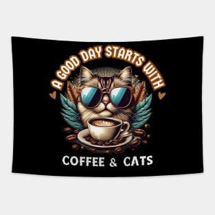 cat & coffee Tapestry