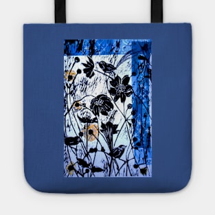 Japanase Windflowers - Chine Colle Woodcut Tote