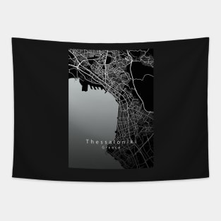 Thessaloniki Greece City Map dark Tapestry