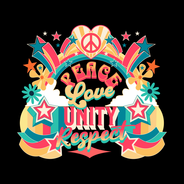 PEACE LOVE UNITY RESPECT - Vintage Steez by DISCOTHREADZ 