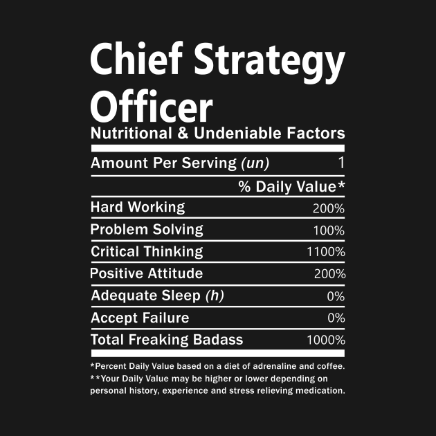 Chief Strategy Officer T Shirt - Nutritional and Undeniable Factors Gift Item Tee by Ryalgi
