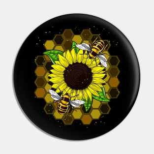 Sunflower Hippie Bees Pin