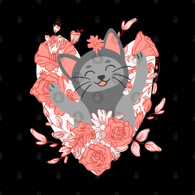 Happy Cat with Heart by Cute Pets Graphically