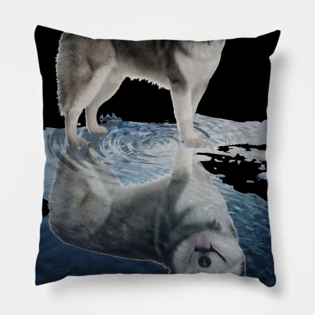 Husky Dogs Lover - Husky Face Mask Funny - Husky T-Shirt Pillow by AteezStore