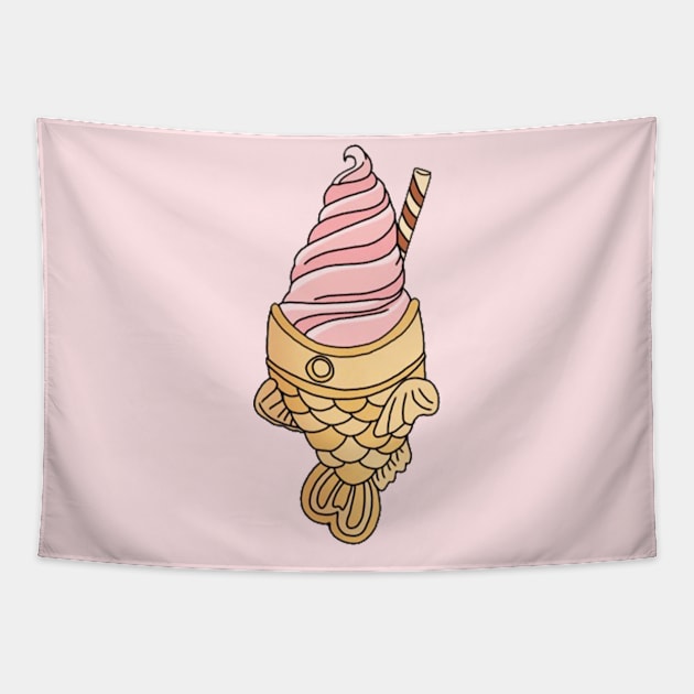 Kawaii Strawberry Filled Tayaki Tapestry by PeachPantone