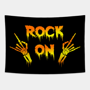 Rock Style Gold Devil Horns Sign Tapestry