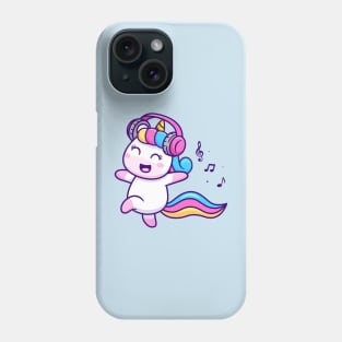 Cute Unicorn Listening Music Cartoon Phone Case