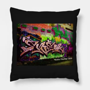 Graffiti Wall Tag Silver Pillow