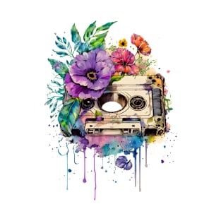 Watercolor Spring Flower, Cassette Tape, Aesthetic, Beautiful Floral Women T-Shirt