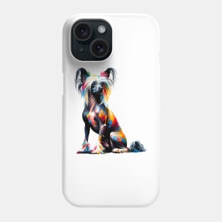 Colorful Abstract Chinese Crested Dog Art Portrait Phone Case