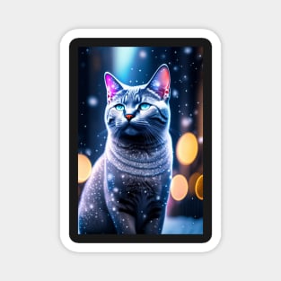 British Shorthair Glows In The Snow Magnet