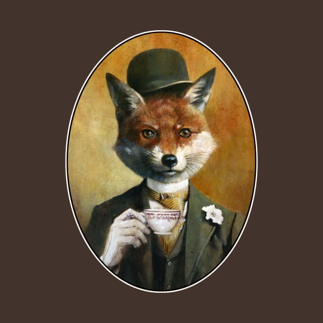 Teatime Mr Fox oval design by mictomart