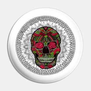 Zentangle sugarskull Pin