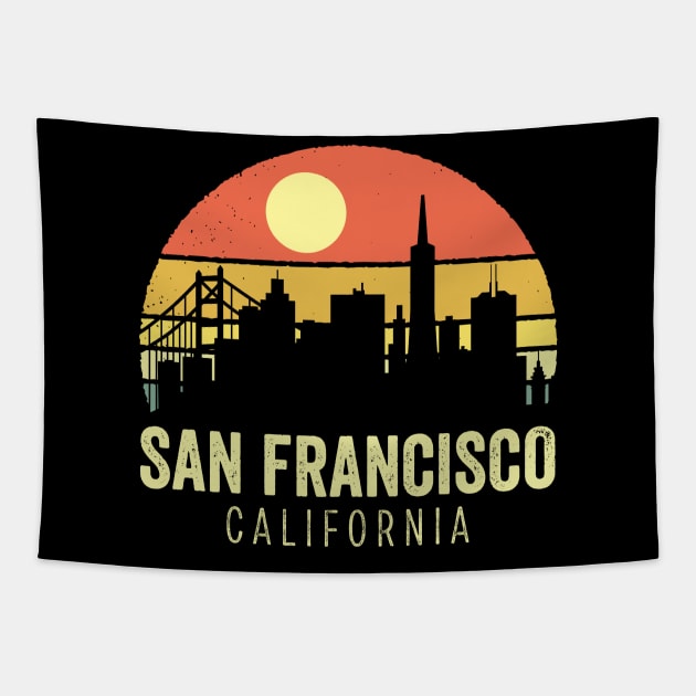 San Francisco California Vintage Sunset Tapestry by DetourShirts