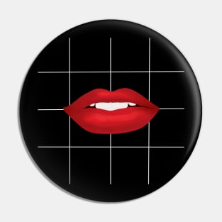 Red Lips on White Grid Pin