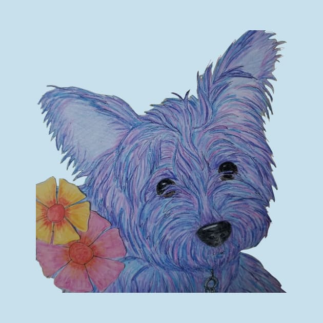 Blue Yorkie by Waterink Studio