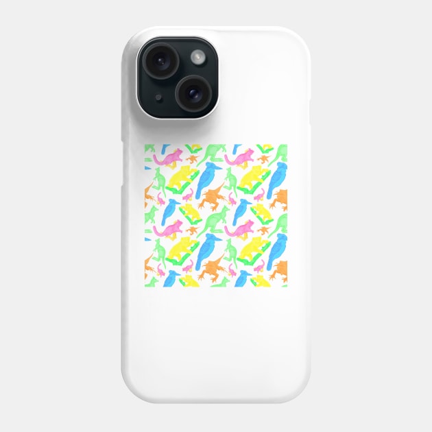 Bright 90's inspired Australian Native Animal Pattern Phone Case by annaleebeer