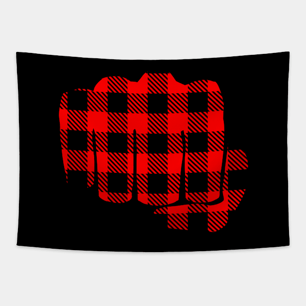 Fist Buffalo Plaid Tapestry by Mamon