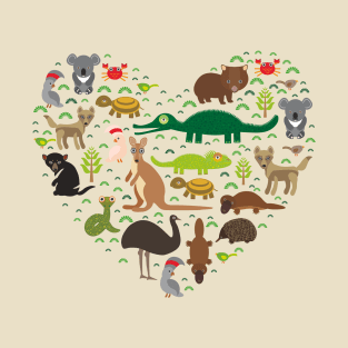 Australian Animals Heart T-Shirt