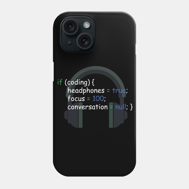 headphone coding Phone Case by chicledechoclo