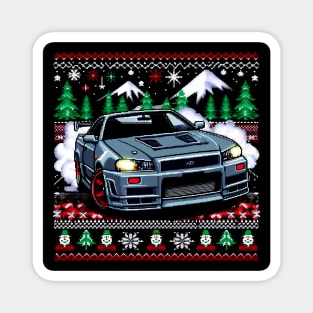 Ugly Christmas Sweater Nissan Skyline R34 GTR Magnet