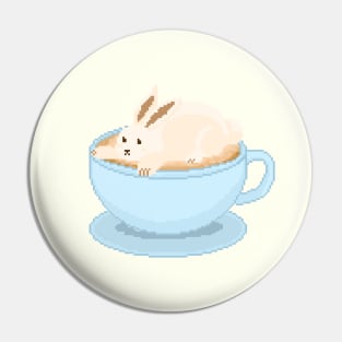 Cute bunny cappuccino in a blue cup Pin