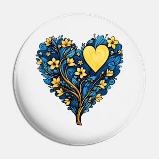 Floral heart tree, painting style Pin