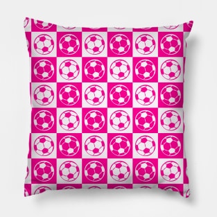 Checkboard Football / Soccer Ball Pattern - Pink and White Pillow