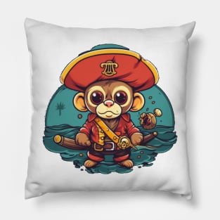 Captain Pirate Ape On The Sea Art Pillow