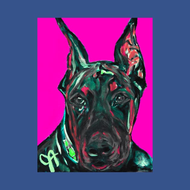 Doberman Pinscher Hot Magenta Background by Jeneralarts