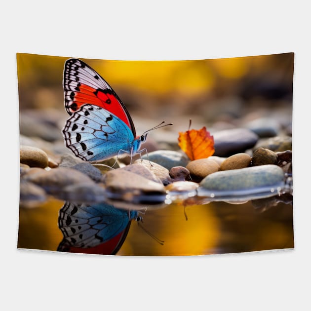 Butterfly Water Nature Serene Tranquil Tapestry by Cubebox