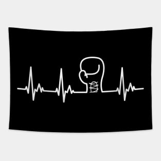 Boxing White Heartbeat Design Tapestry