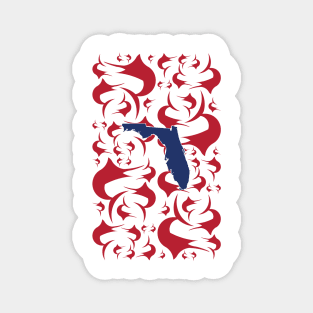 Florida engulfed in red Swordfish Marlin Pattern Magnet