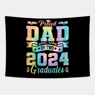 Proud Dad Of Two 2024 Graduates Tie Dye Tapestry