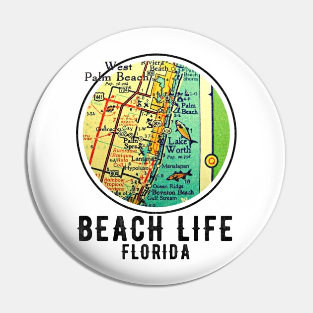 West Palm Beach Vintage Map Beach Life Florida Pin by Joaddo