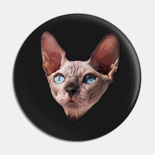 Sphynx Cat Cute Hairless Blue Eyed Kitten Pin