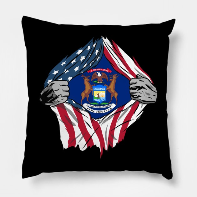 USA American Grown Michigan Flag Pillow by tobzz